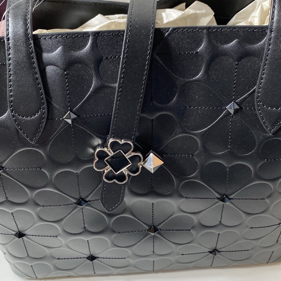 Kate Spade New York KACI SPADE Flower EMBOSSED Small Tote Women's Handbag, Black - Picture 4 of 10